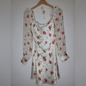 WeWoreWhat Cream Floral Long Sleeve Dress